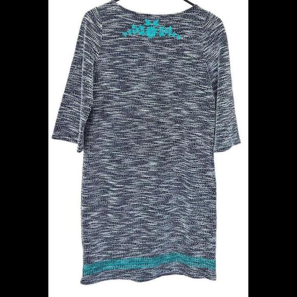 Anthropologie THML Embroidered Dress Women’s Small White Turquoise Black Boho - Picture 2 of 5